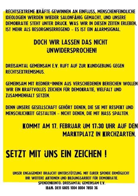 Dreisamtal Gemeinsam ruft zum Kampf gegen Rechtsextremismus auf Dreisamtal Gemeinsam ruft zum Kampf gegen Rechtsextremismus auf